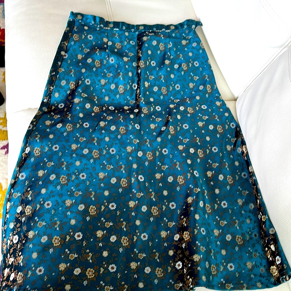 April Cornell Blue Floral Midi Skirt, Size XS/S